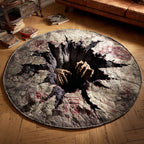Grasping Hands Below Round Mat Rug - washable non-slip printed rug