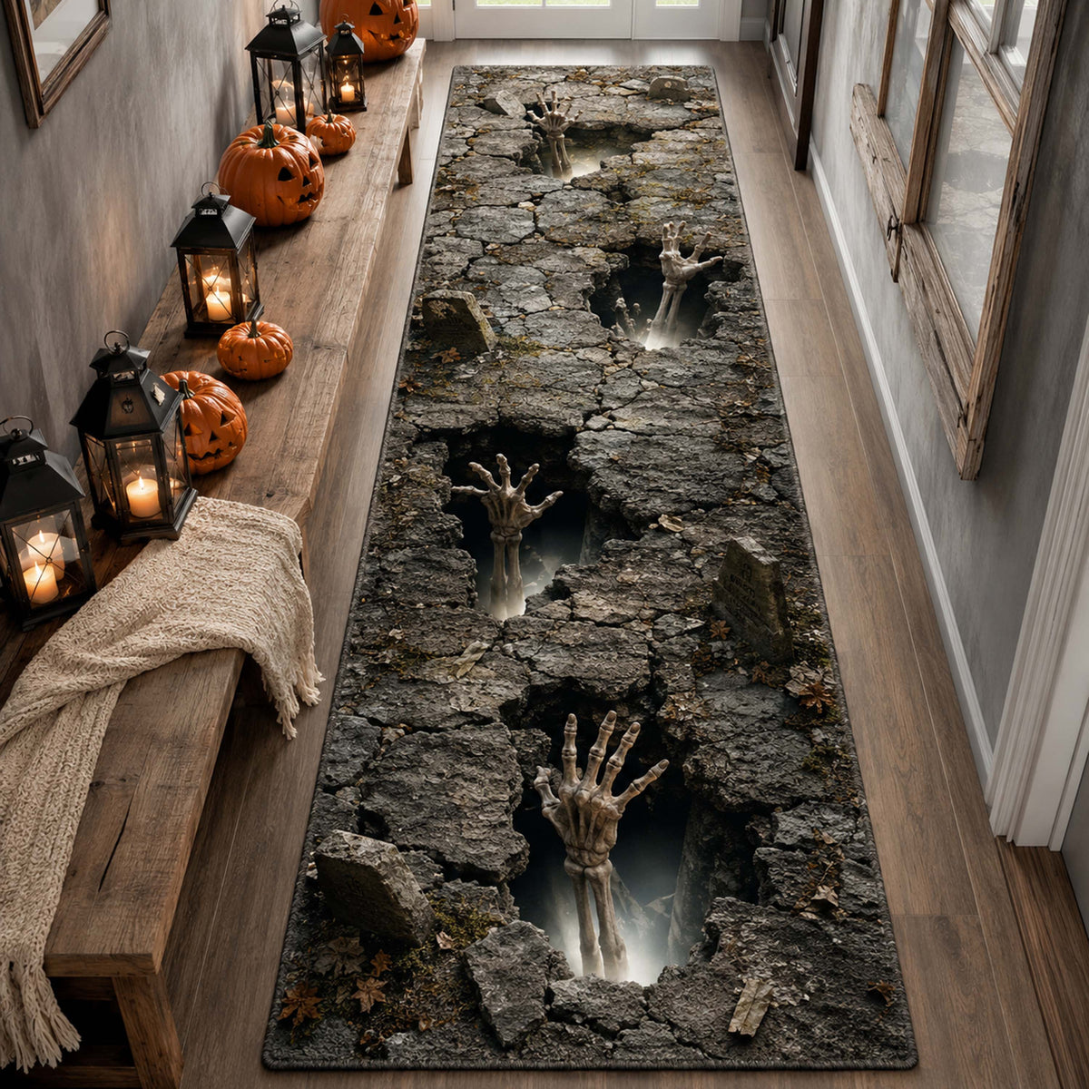 Grave Hunger Runner Rug - Nature Design | Serene Runner Rug (Design 1) - washable non-slip printed rug