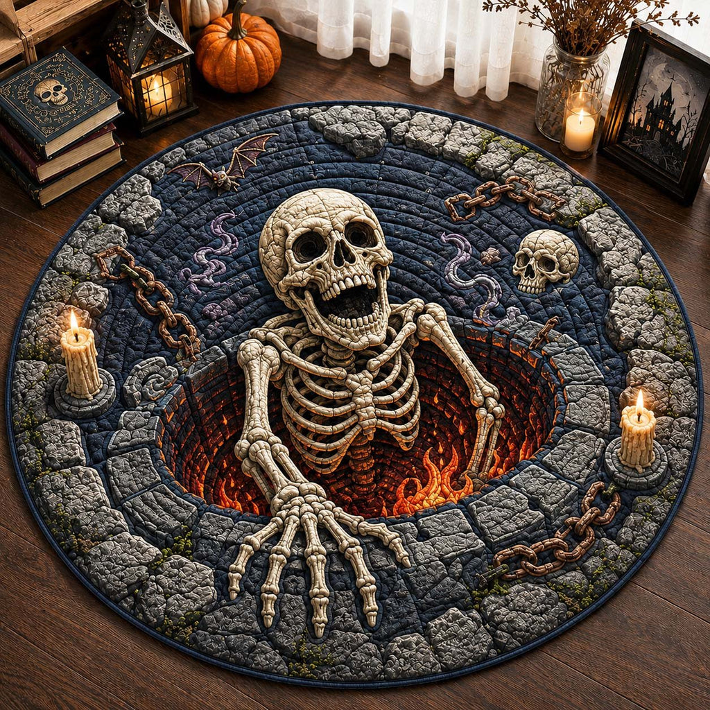 Graveyard Bone Pit Qulited Round Mat Round Mat Rug - Nature Design | Serene Home Decor