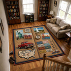 Great American Trip area rug in a living room