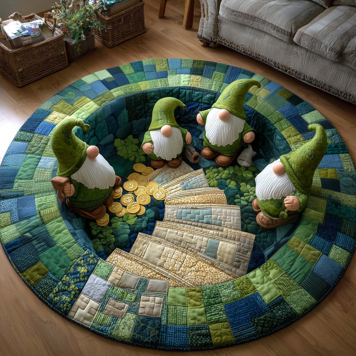 Green Blessing Round Mat Rug