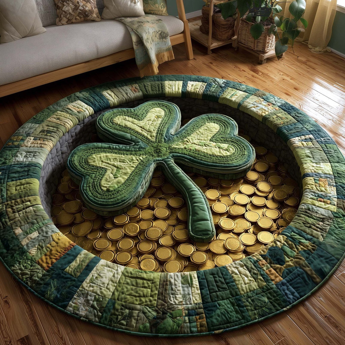 Green Blessing Round Mat Rug - washable non-slip printed rug