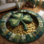 Green Blessing Round Mat Rug - washable non-slip printed rug