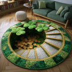 Green Blessing Round Mat Rug - Nature Design | Serene Home Decor