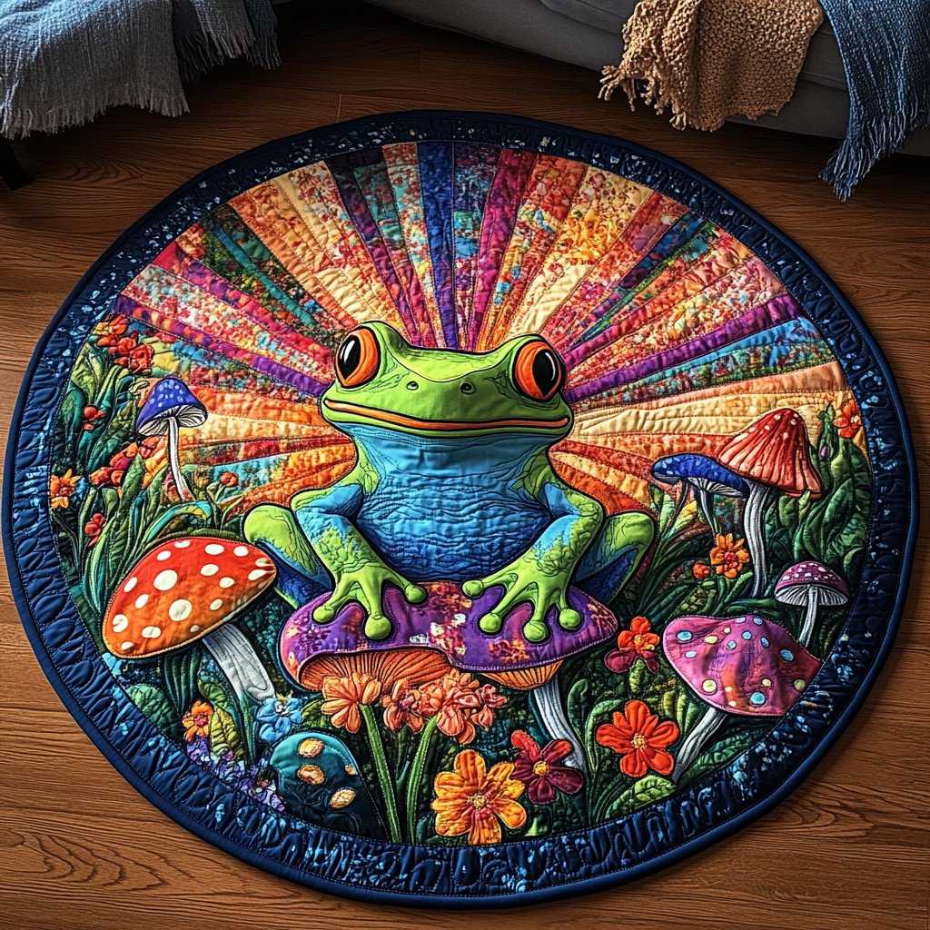 Green Grove Guardians Round Mat Rug - washable non-slip printed rug
