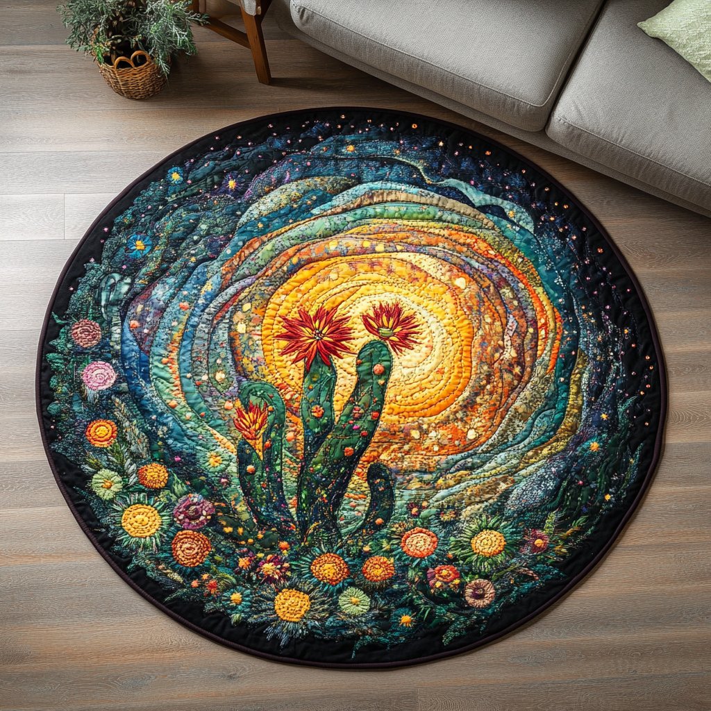 Green Haven Round Mat Rug - washable non-slip printed rug
