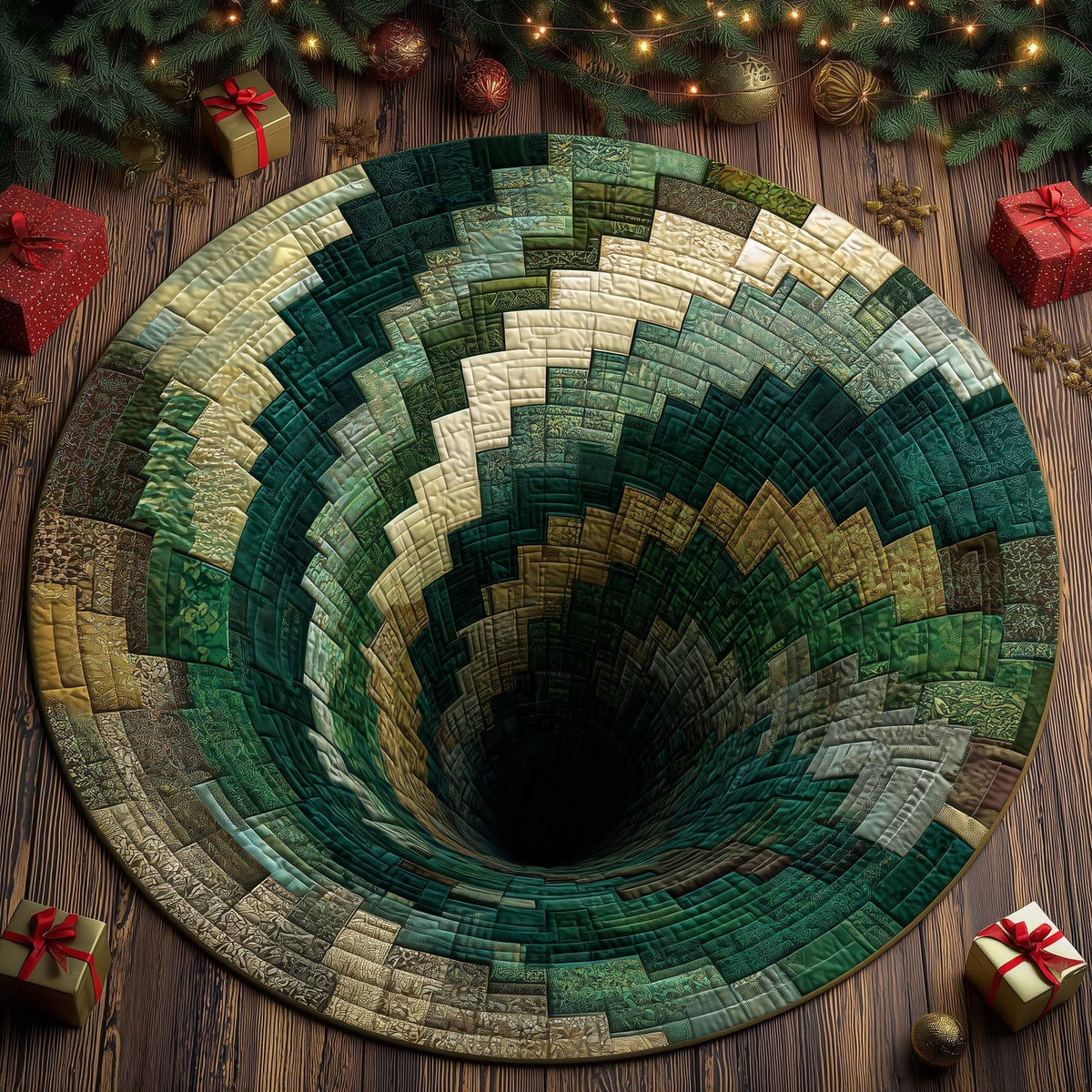 Green Pine Vortex Round Mat Rug - Nature Design | Serene Home Decor