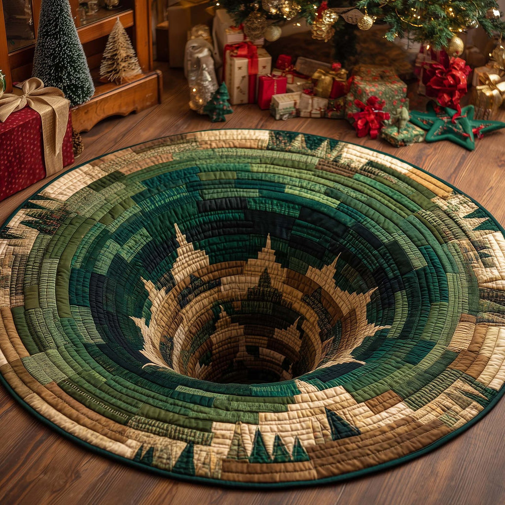 Green Pine Vortex Round Mat Rug - Nature Design | Serene Home Decor