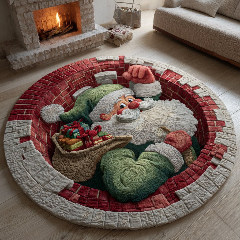 Green Santa Claus Deception Round Mat Rug - Nature Design | Serene Home Decor