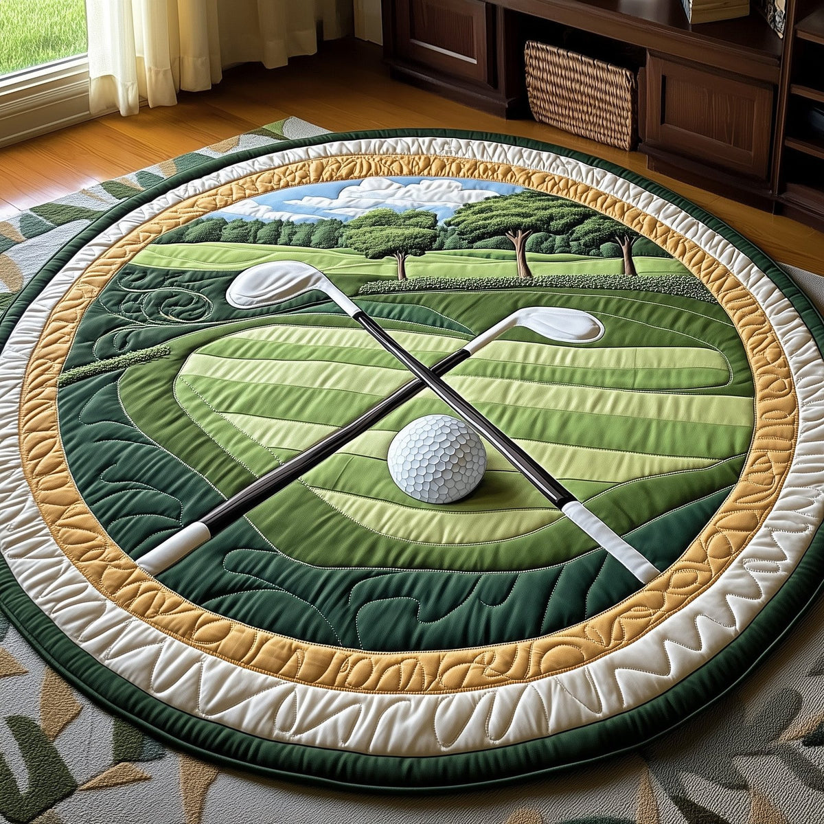 Greenside Glow Round Mat Rug - washable non-slip printed rug