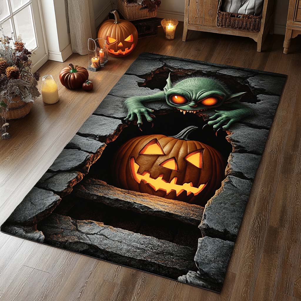 Gremlin Glow area rug in a living room
