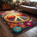 Groovy Glow area rug in a living room