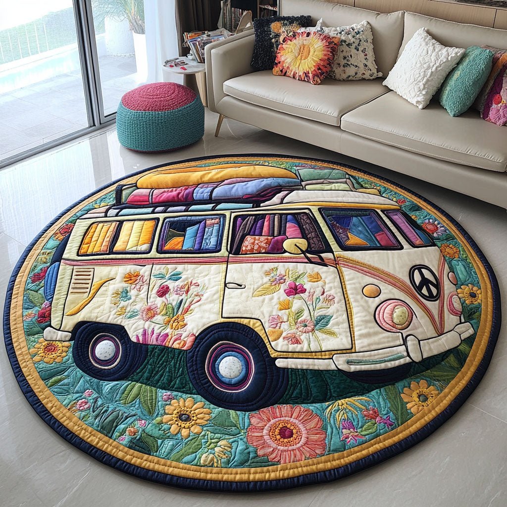 Groovy Roadtrip Round Mat Rug - Nature Design | Serene Home Decor