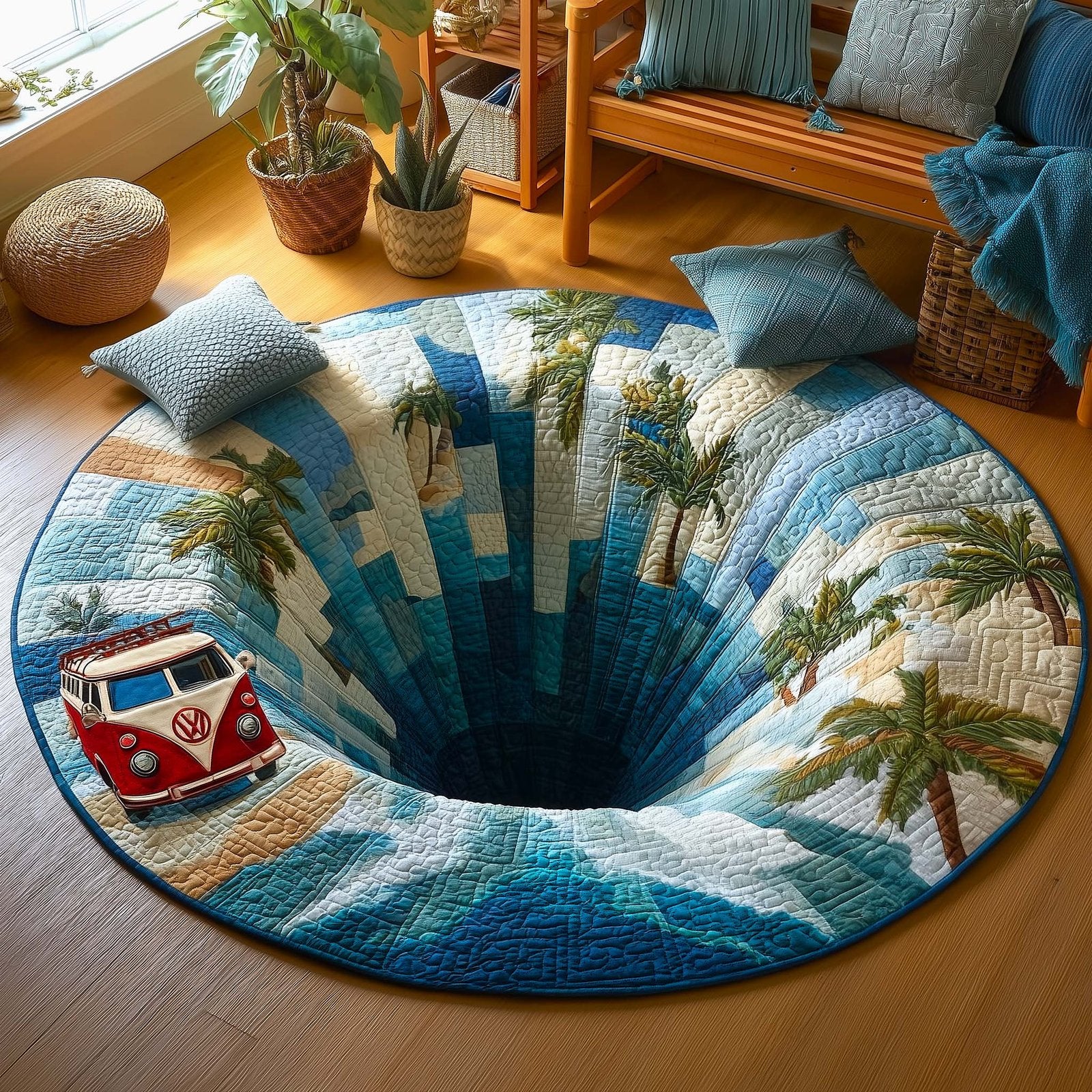 Groovy Van Round Mat Rug - Nature Design | Serene Home Decor