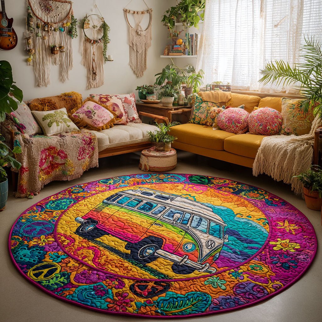 Groovy Van Ride Round Mat Rug - Nature Design | Serene Home Decor