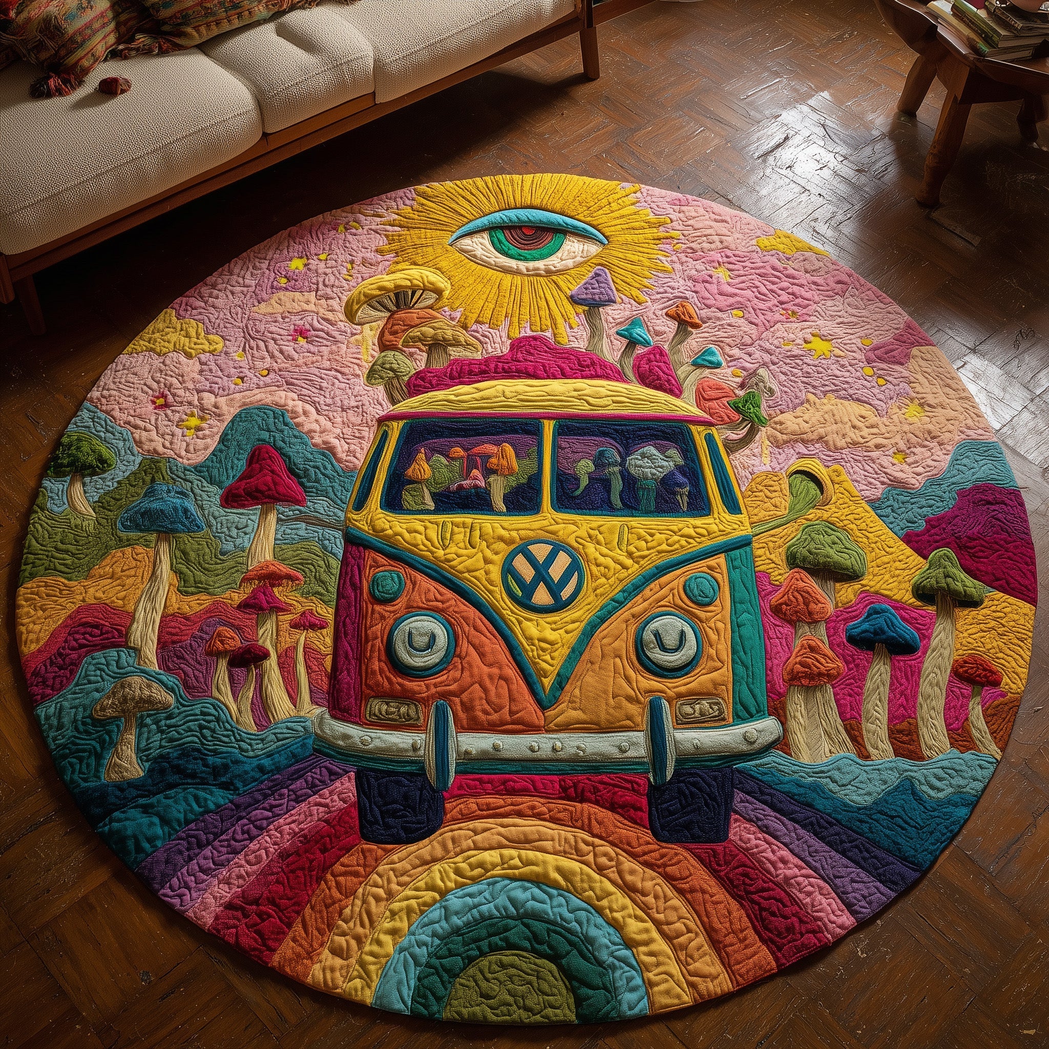 Groovy Van Vision Round Mat Rug