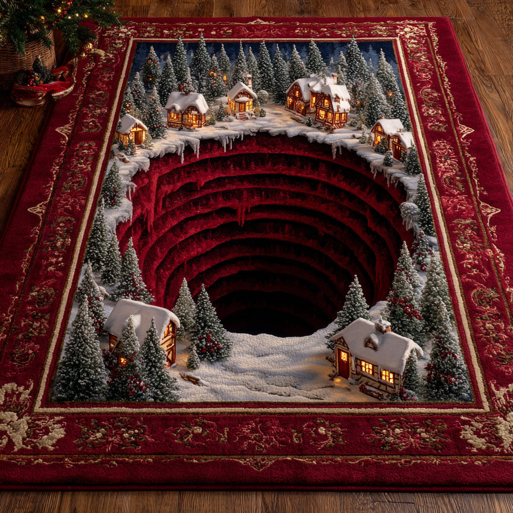 Grotto Christmas Village area rug in a living room