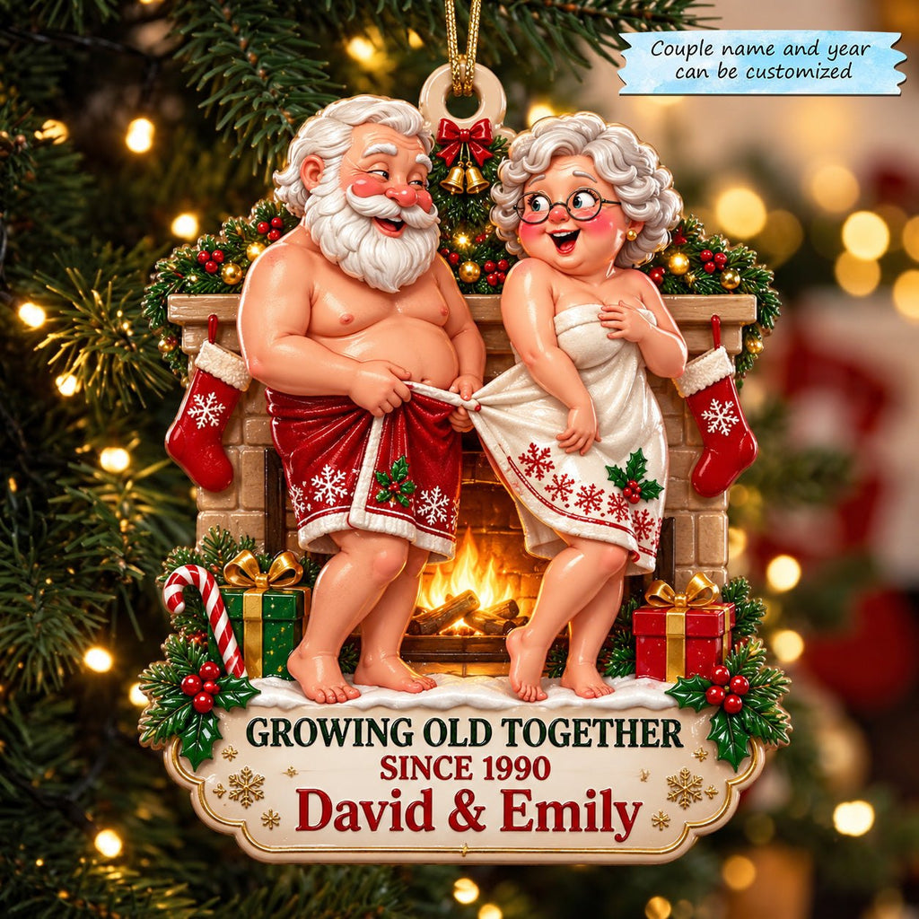 Growing Old Together Fireplace Love Christmas Ornament
