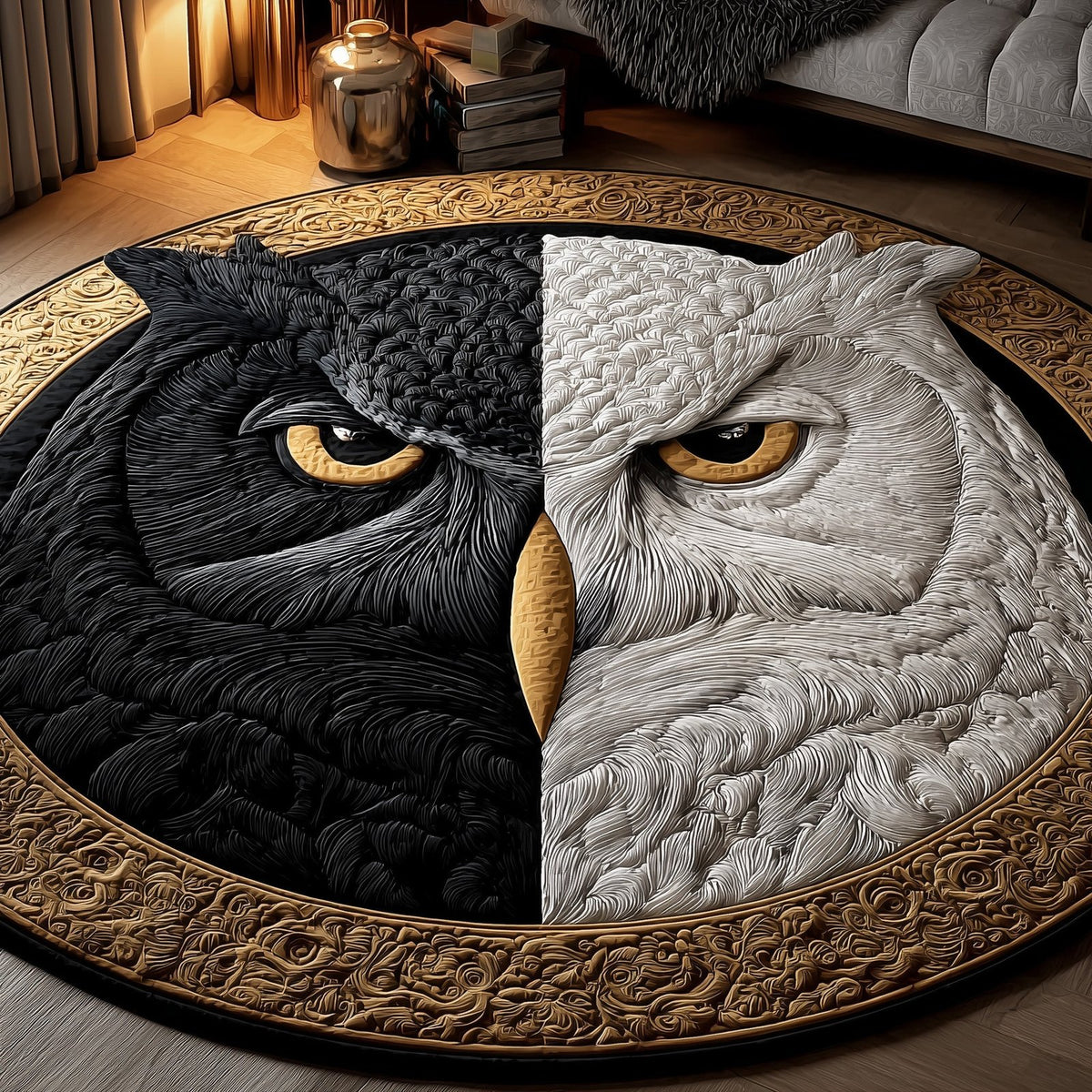 Guardian Owl Round Mat Rug - Cute Pet Design | Animal Printed Home Decor