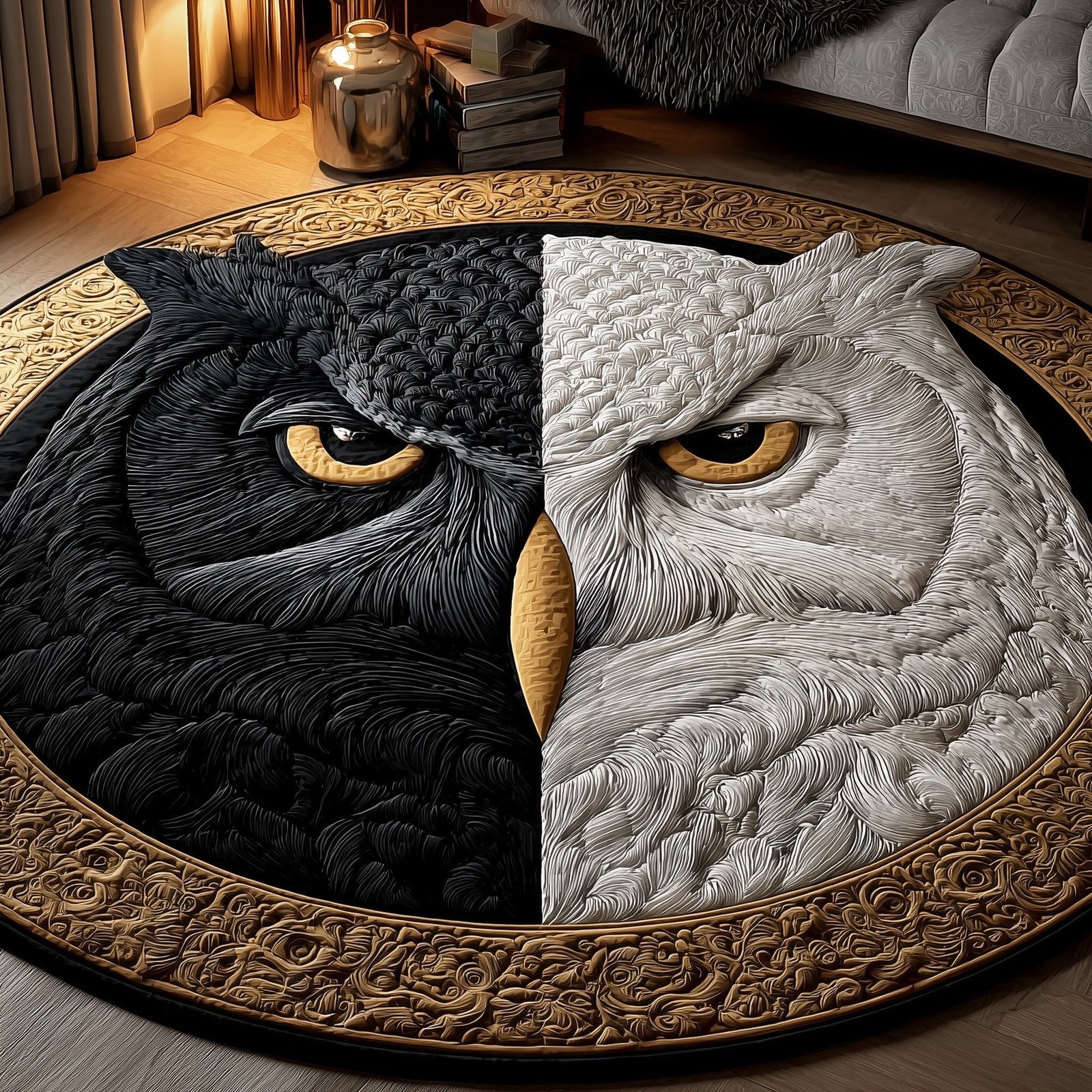 Guardian Owl Round Mat Rug - Cute Pet Design | Animal Printed Home Decor