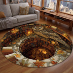 Guardian Owl Spiral Round Mat Rug - washable non-slip printed rug