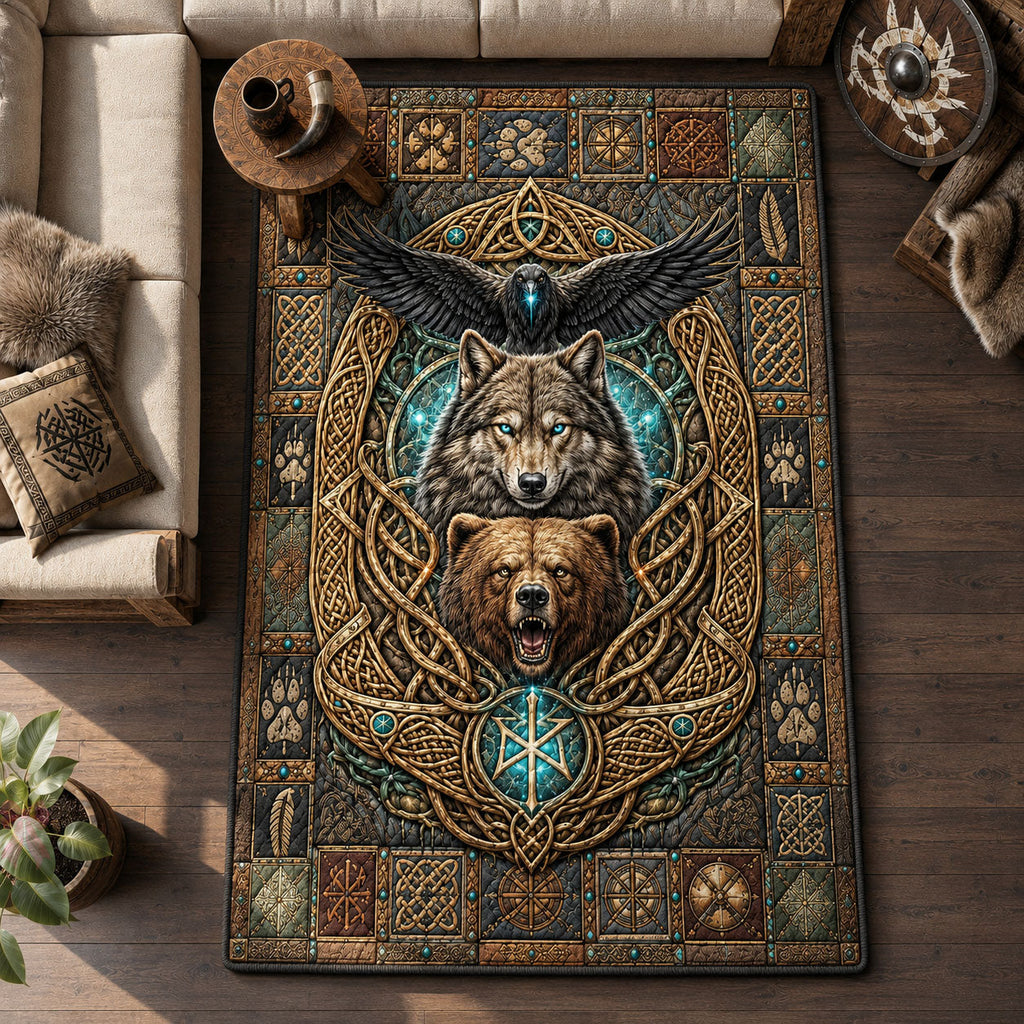 Guardians Of The Norse Wild area rug in a living room