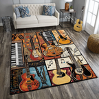Guitar Echo area rug in a living room