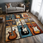 Guitar Harmony area rug in a living room