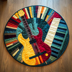 Guitar Harmony Round Mat Rug - Music Lover Design | Artistic Printed Decor