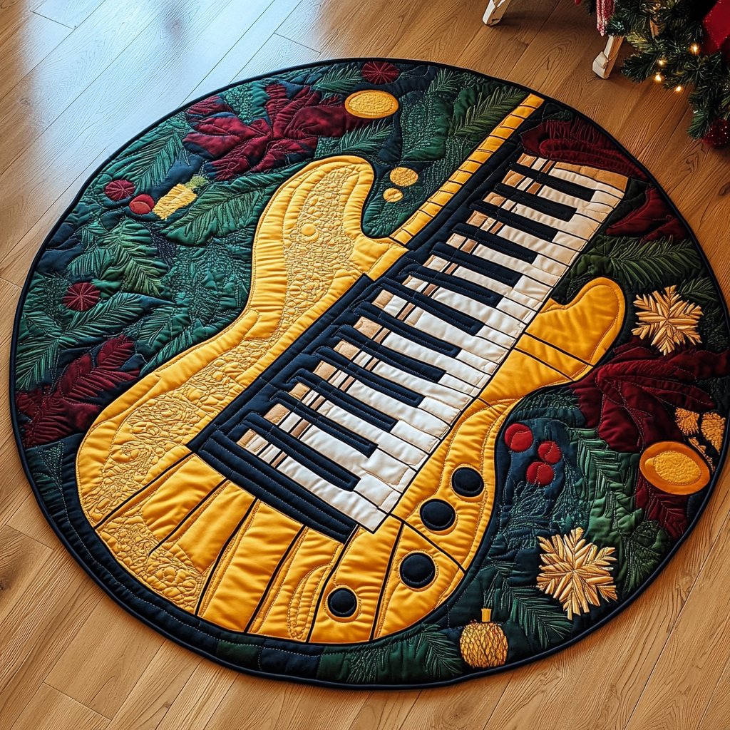Guitar Harmony Round Mat Rug - Music Lover Design | Artistic Printed Decor