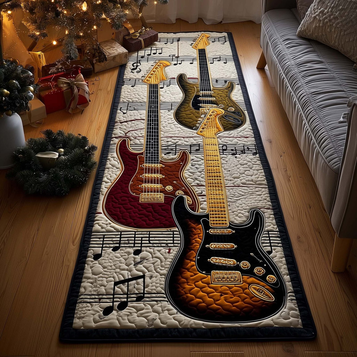 Guitar Runner Rug - Music Lover Design | Artistic Printed Runner Rug