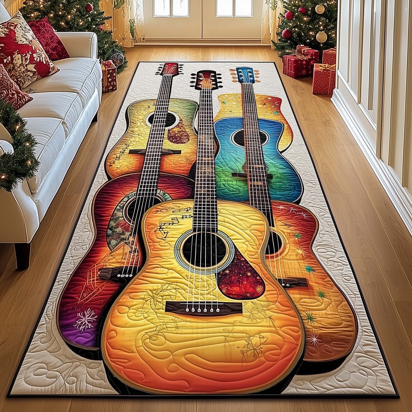 Guitar Runner Rug - Music Lover Design | Artistic Printed Runner Rug