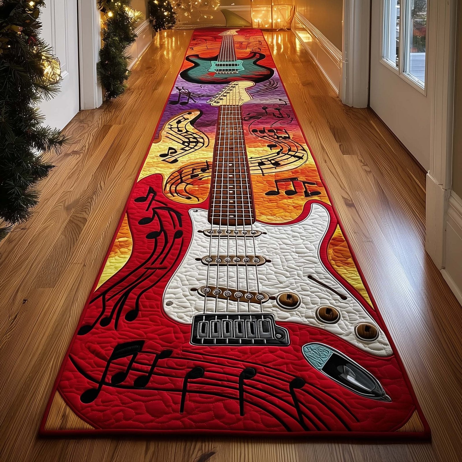 Guitar Runner Rug - Music Lover Design | Artistic Printed Runner Rug