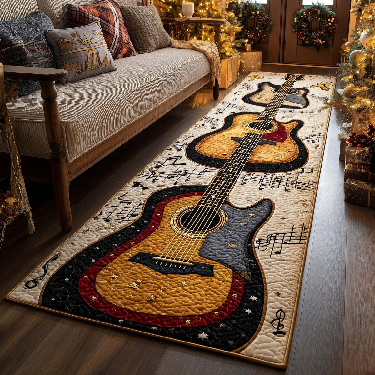 Guitar Runner Rug - Music Lover Design | Artistic Printed Runner Rug
