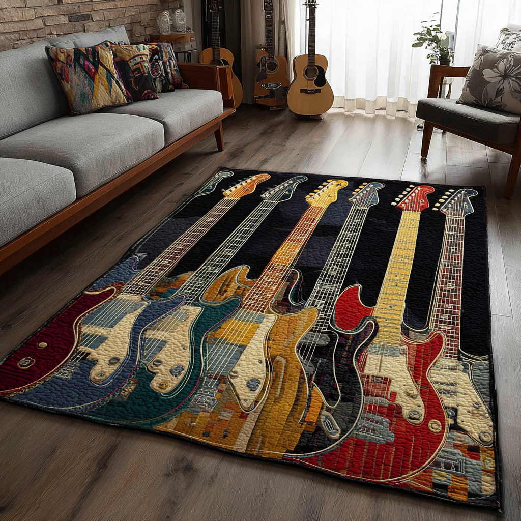 Guitar Tone area rug in a living room