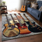 Guitar Waves area rug in a living room