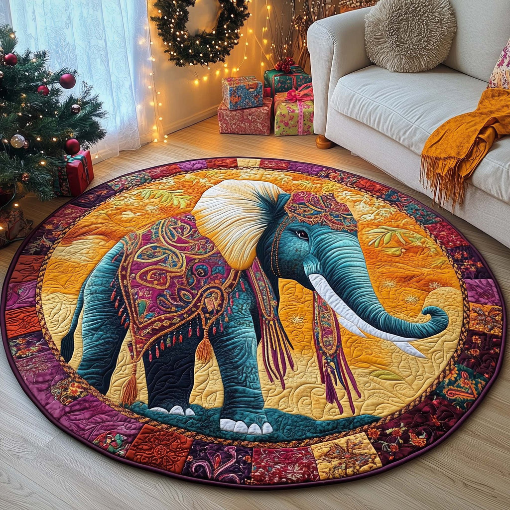 Gypsy Elephant Round Mat Rug - Nature Design | Serene Home Decor