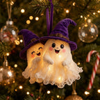 Ghost Couple Candy Cane Night Christmas Ornament