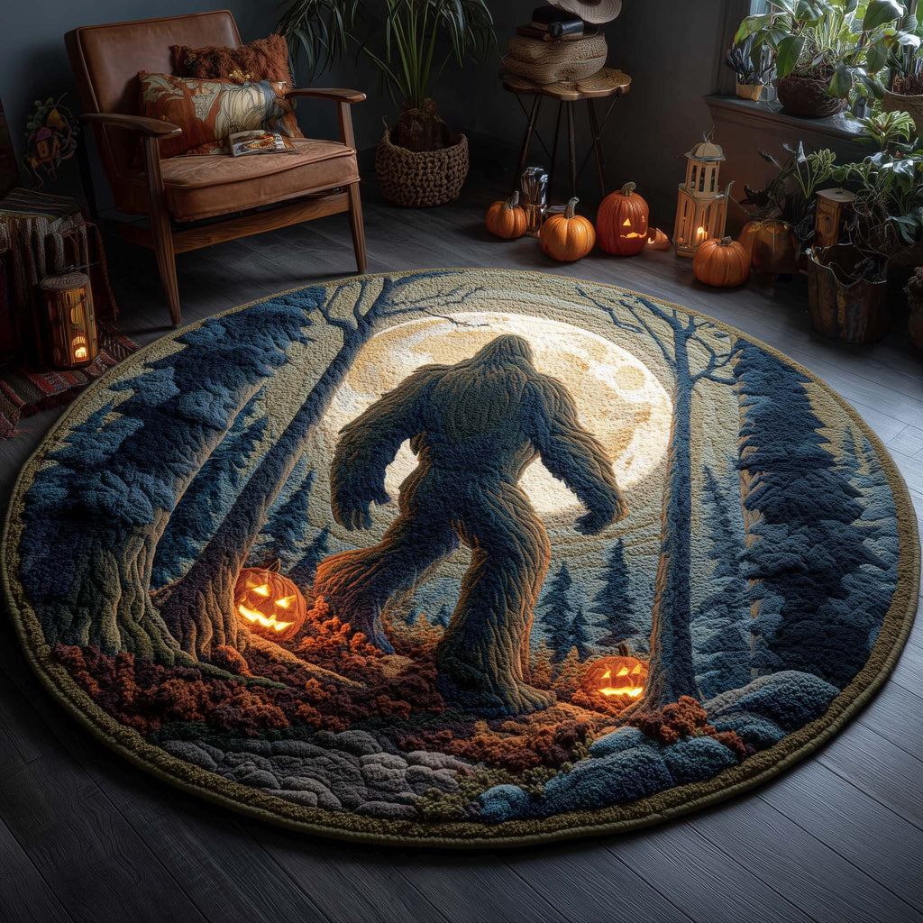 Halloween Forest Bigfoot Round Mat Rug GFTOHD11451