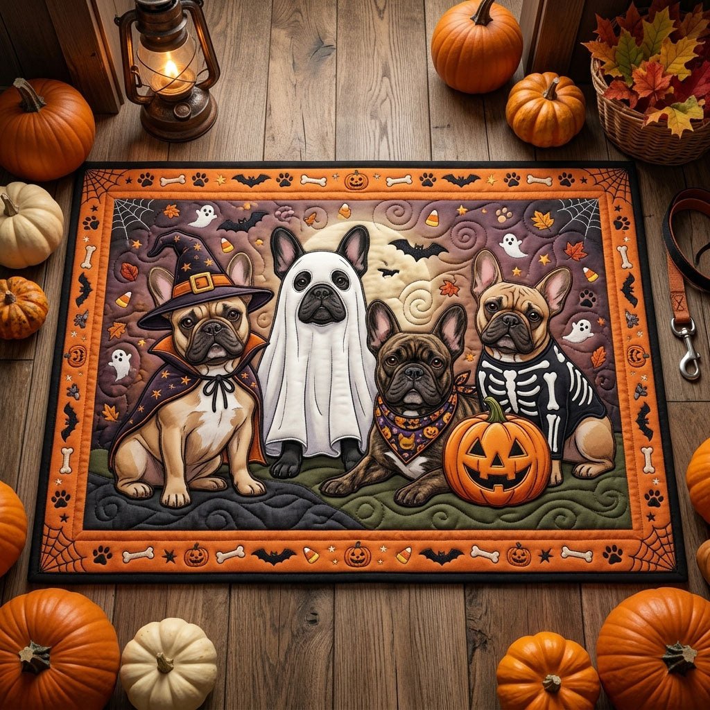 Halloween French Bulldog Doormat - Seasonal Holiday Design | Printed Welcome Doormat
