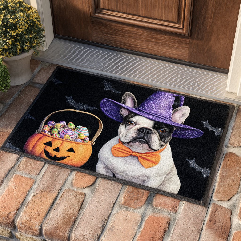 Halloween French Bulldog Doormat - Seasonal Holiday Design | Printed Welcome Doormat