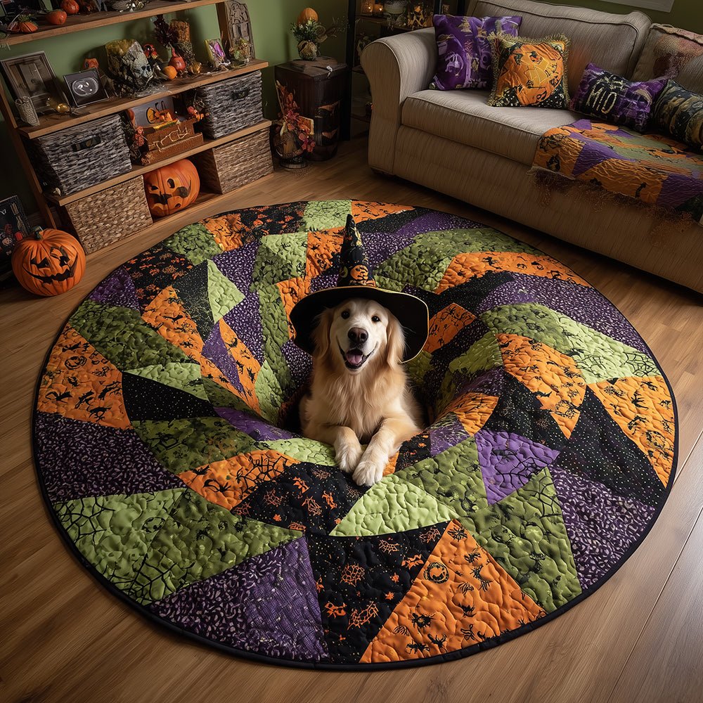 Halloween Golden Round Mat Rug - washable non-slip printed rug