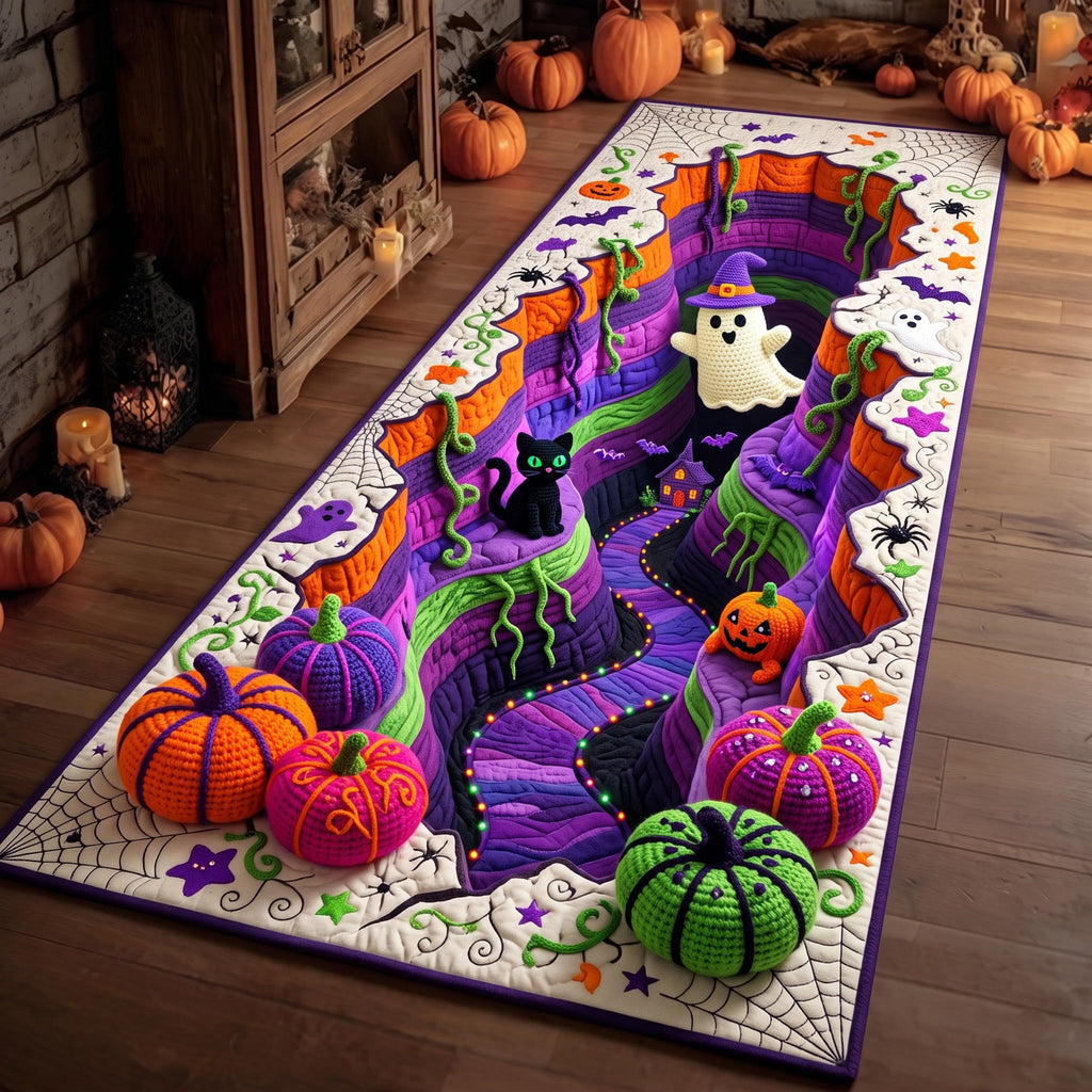 Halloween Graveyard Runner Rug - Seasonal Design | Festive Runner Rug - washable non-slip printed rug