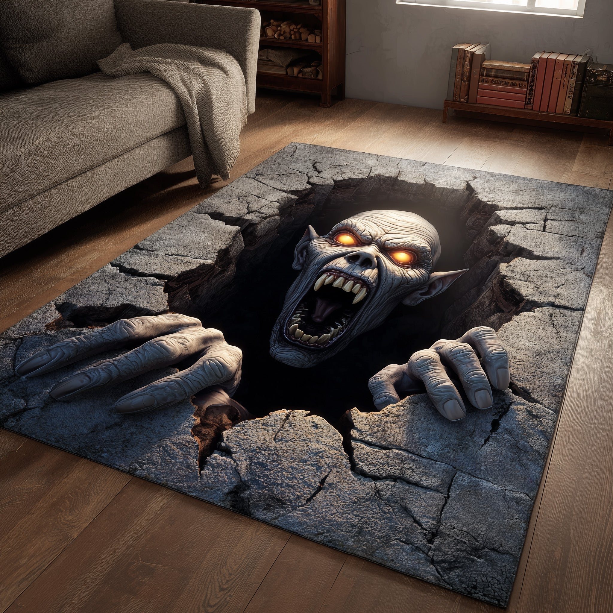 Halloween Horror area rug in a living room