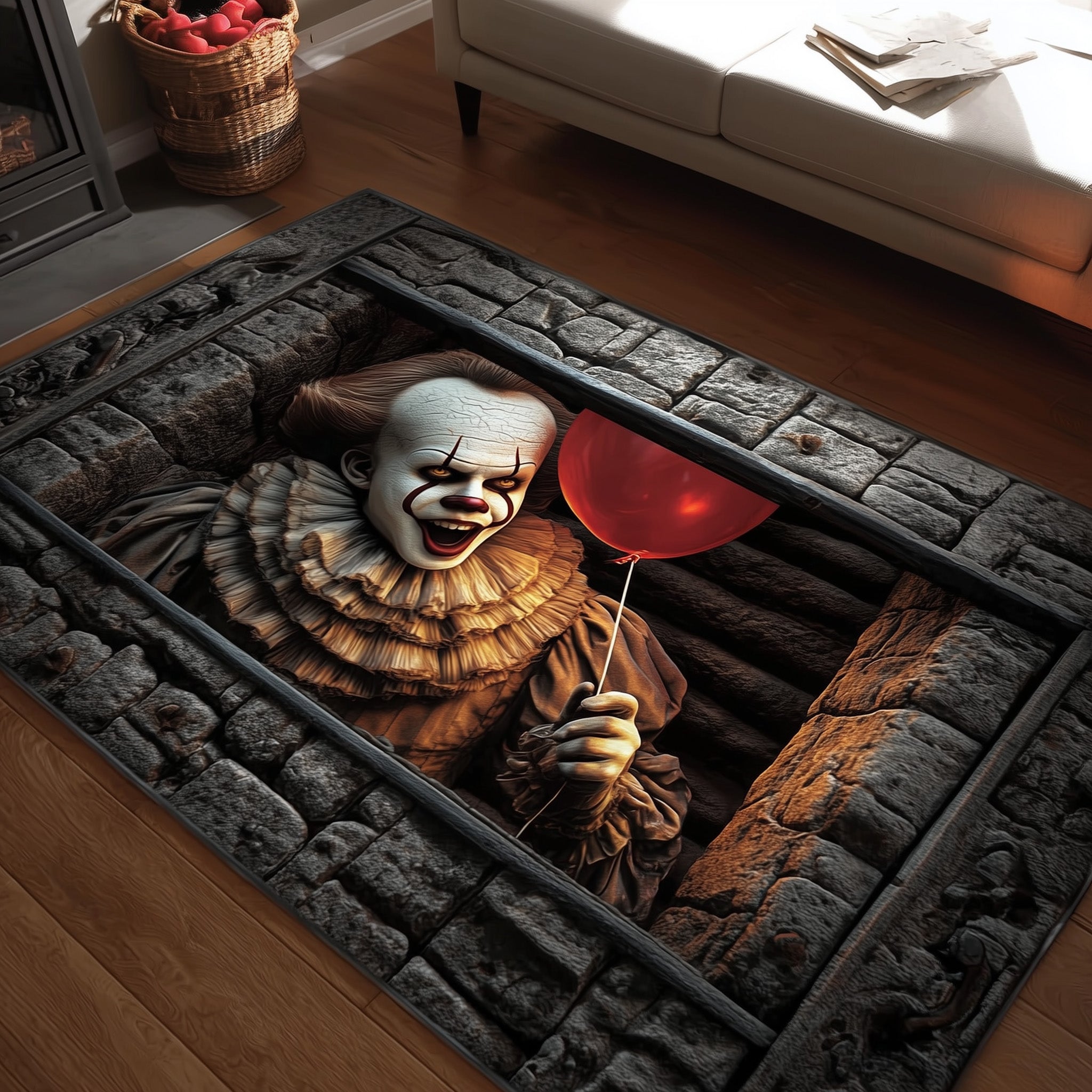 Halloween Horror area rug in a living room
