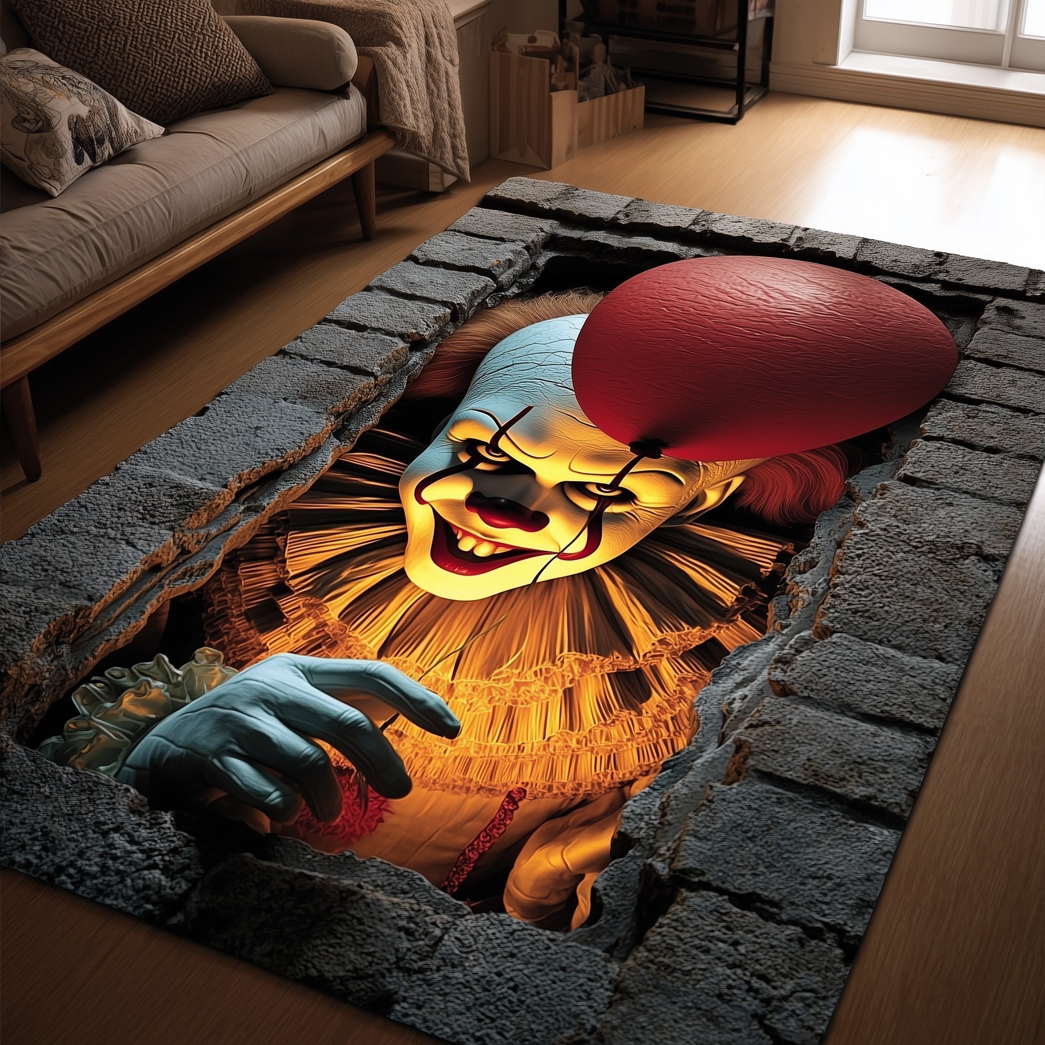Halloween Horror area rug in a living room