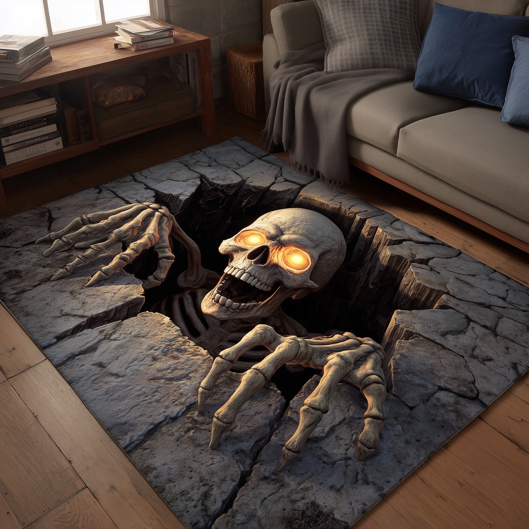 Halloween Horror area rug in a living room