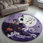 Halloween Lighthouse Round Mat Rug - washable non-slip printed rug