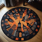 Halloween Nightscape Round Mat Rug - washable non-slip printed rug