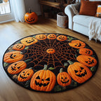 Halloween Pumpkin Round Mat Rug - washable non-slip printed rug